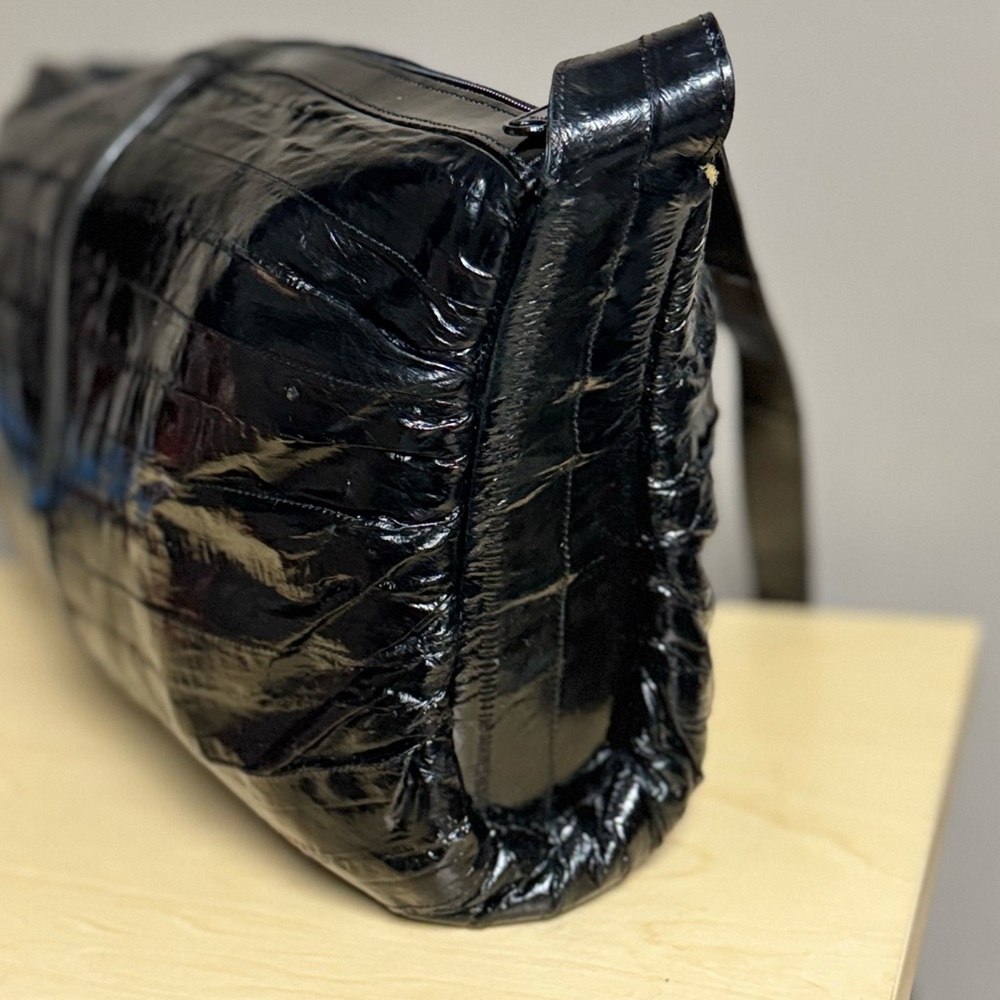 Vintage Genuine Eel Skin Puffer Shoulder Bag Clutch - Picture 6 of 16